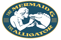 Mermaid and Alligator Logo in the Header